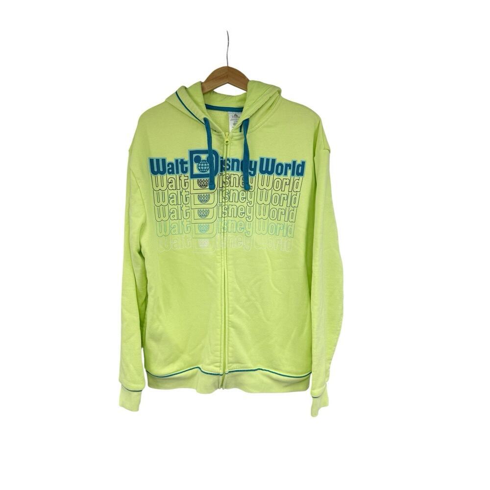 Walt Disney World Graphic Full Zip Sweatshirt Mens‎ Unisex Medium Lime Green